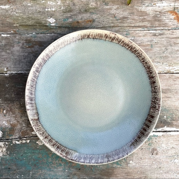 Pier 1 blue handpainted stoneware dinner plate - Picture 1 of 17